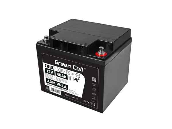 Green Cell Green Cell Cube AGM VRLA IP54 12V 40Ah Vedlikeholdsfritt batteri for gressklipper Scooter Båt Rullestol