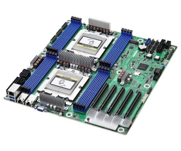 Hovedkort AsRock TURIN2D16-2T 2x SP5 OG Epyc 9004/9005 Soc (16x DIMM 2x MCIO opptil 16xSATA 1xM.2 2x10Gbe IMPI EEB)