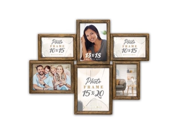 ZEP ZL486, 3 bilder i 1 ramme, Tre, Brun, Vegg, 10 x 15 cm, 13 x 18 cm