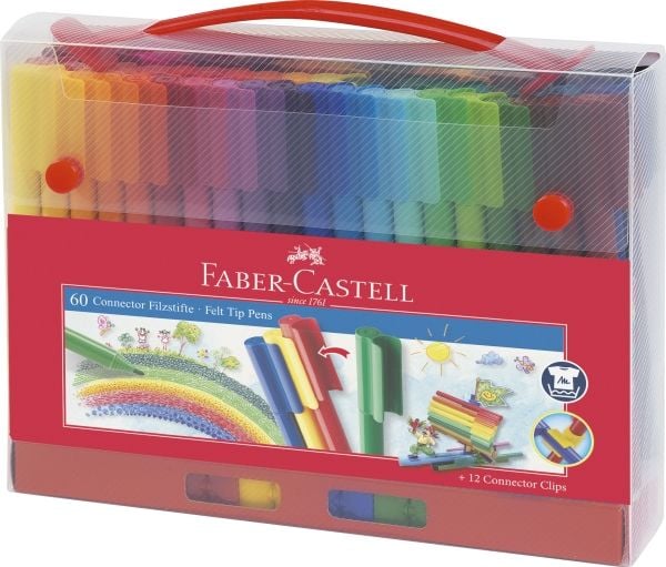Faber-Castell CONNECTOR - Fibertuppenn - ikke-permanent - assorterte levende farger - vannbasert blekk (en pakke 60)
