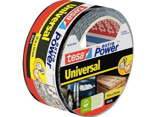 TESA extra Power Universal, Sort, Feste, Håndarbeide, Merking, Reparering, Metall, Tre, 10 m, 50 mm, 1 stykker