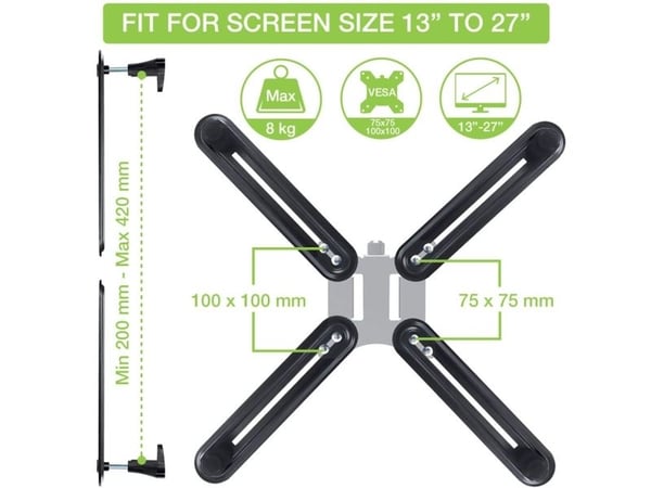 Techly 364316 NON-VESA monteringsadapter för LCD/LED 13-27"