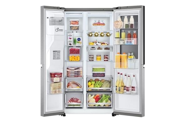 LG GSXE90MBDD, Frittstående, Amerikansk dør, Rustfritt stål, 2 dører, Metal Sorbet, LED
