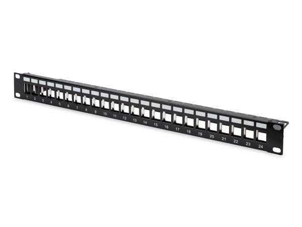 DIGITUS - Koblingspanel - modular - rackmonterbar - CAT 6a - RJ-45 X 24 - svart, RAL 9005 - 1U - 19"