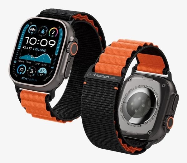 Spigen WBF1, Yhtye, Älykello, Oranssi, Apple, Apple Watch Ultra 3 (49mm) Apple Watch Ultra 2 (49mm) Apple Watch Ultra (49mm), Kangas