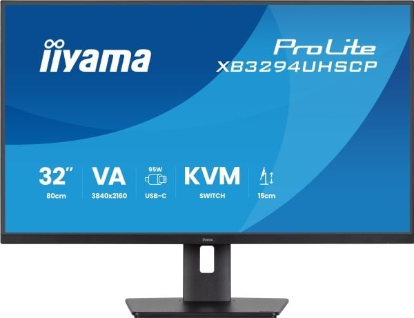 iiyama ProLite XB3294UHSCP-B1 - LED-skjerm - 31.5" - 3840 x 2160 4K @ 60 Hz - VA - 400 cd/m² - 3000:1 - 2 ms - HDMI, DisplayPort, USB-C - høyttaler...