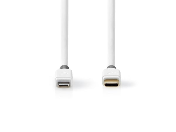 Nedis CCBW39650WT20, 2 m, Lightning, USB C, Hankjønn, Hankjønn, Hvit