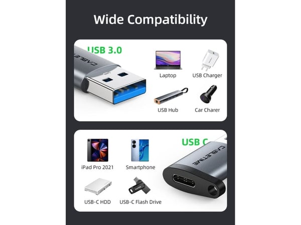 Cabletime CP73B, USB Typ-A, USB Typ-C, Sortera