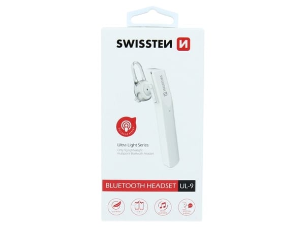 Swissten UL-9, Trådlös, 9 g, Headset, Vit
