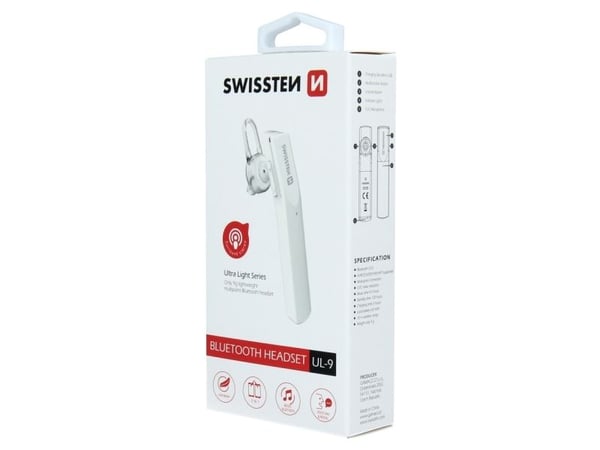 Swissten UL-9, Trådlös, 9 g, Headset, Vit