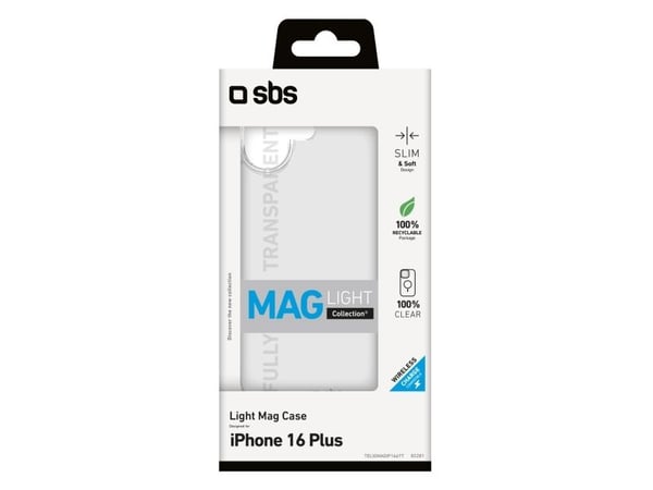 SBS Light Mag, Etui, Apple, iPhone 16 Plus, 17 cm (6.7"), Gjennomsiktig