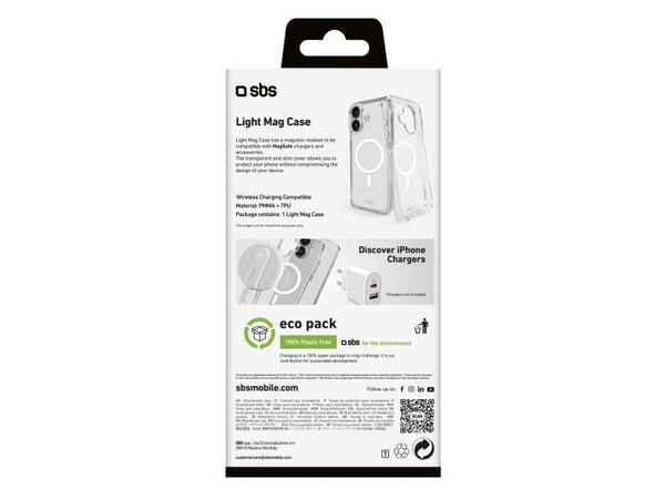 SBS Light Mag, Etui, Apple, iPhone 16 Plus, 17 cm (6.7"), Gjennomsiktig
