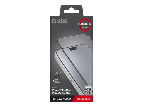 SBS TESCRFCIP1769, Apple, iPhone 17 Pro Max/16 Pro Max, Pölynkestävä, Naarmuuntumisenkestävä, Iskunkestävä, musta, Läpinäkyvä, 1 kpl