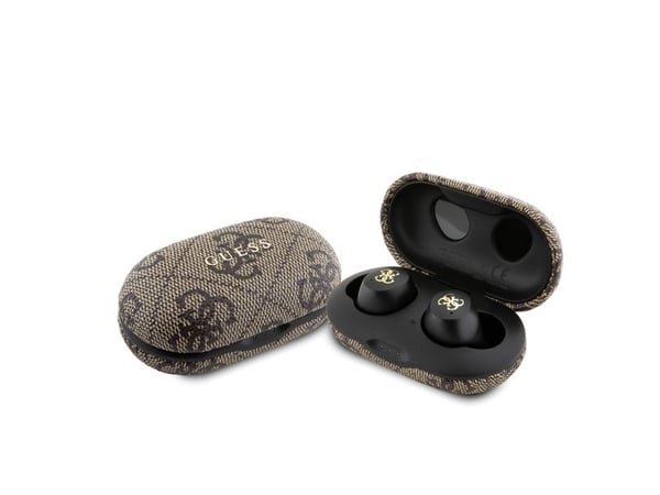 Guess Bluetooth-hodetelefoner GUTWSP4EGW TWS ENC 4G PU METALL LOGO brun
