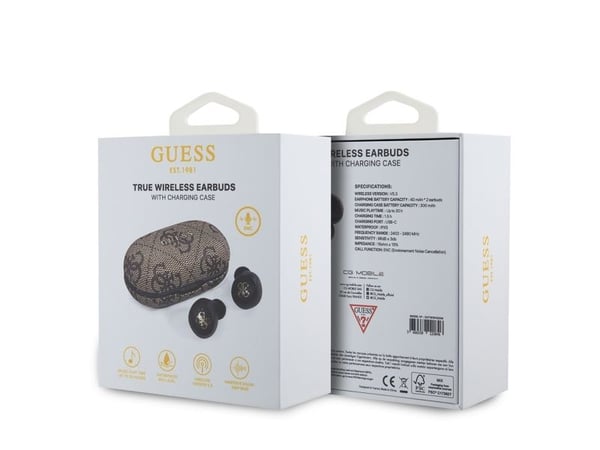 Guess Bluetooth-hodetelefoner GUTWSP4EGW TWS ENC 4G PU METALL LOGO brun
