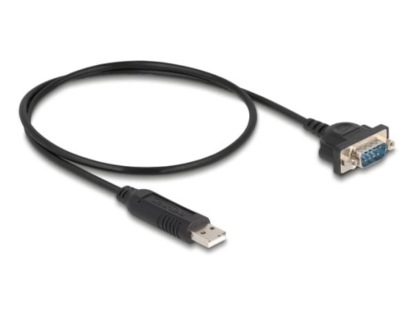 Delock USB RS-232-adapter USB 2.0 til D-Sub 9 hann med muttere kompakt seriekontakthus 50 cm