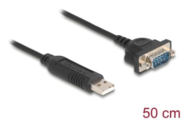 Delock USB RS-232-adapter USB 2.0 til D-Sub 9 hann med muttere kompakt seriekontakthus 50 cm