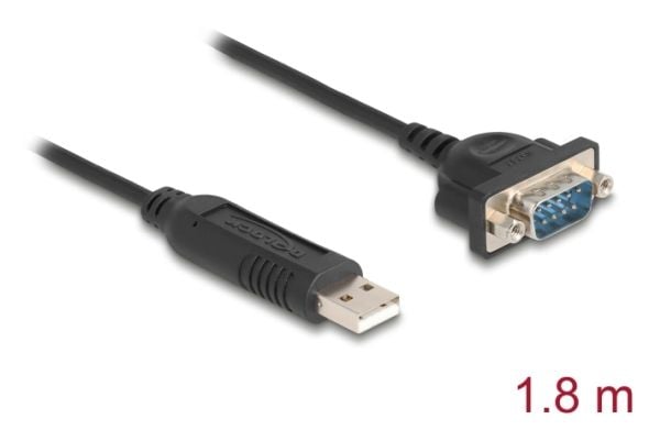 DeLOCK 67321, musta, 1,8 m, USB A-tyyppi, RS-232, Uros, Uros