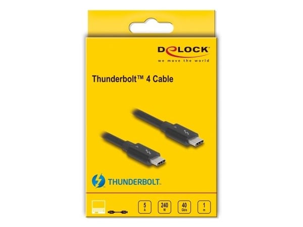 Delock Thunderbolt 4-kabel 40 Gbps PD 3.1 240 W 1 m svart