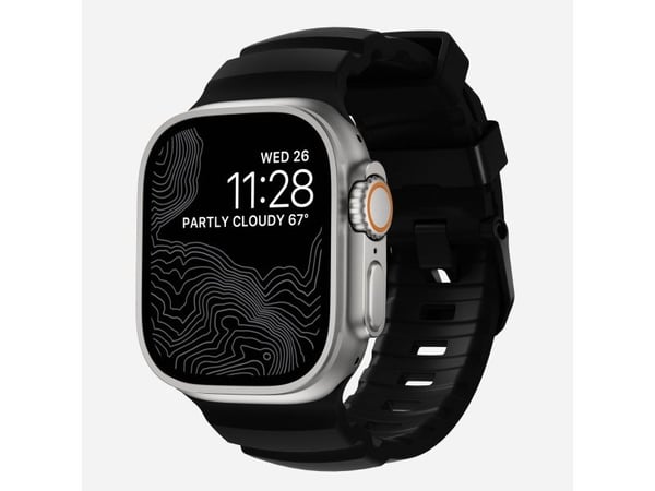 Nomad Rocky Point Band, Band, Smartklokke, Svart, Apple, Ultra / 46mm, Lær, Titan