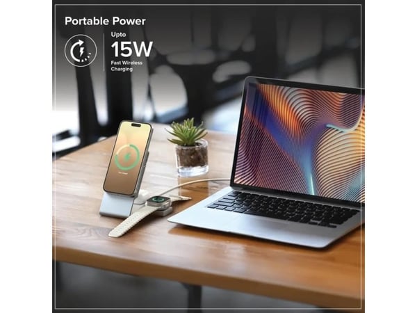 ALOGIC Matrix+ 3-in-1, 5000 mAh, Langaton lataaminen, 18 W, musta, Hopea