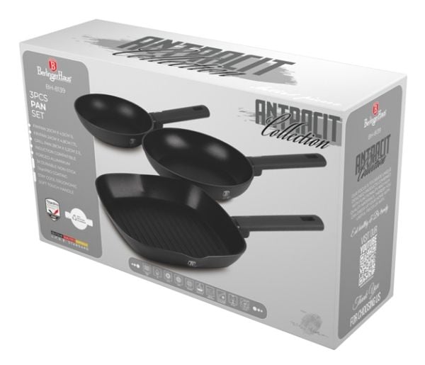Berlinger Haus BH8139, Stekesett, Antrasitt, Aluminium, Titanium Pro, Sort, 20 cm