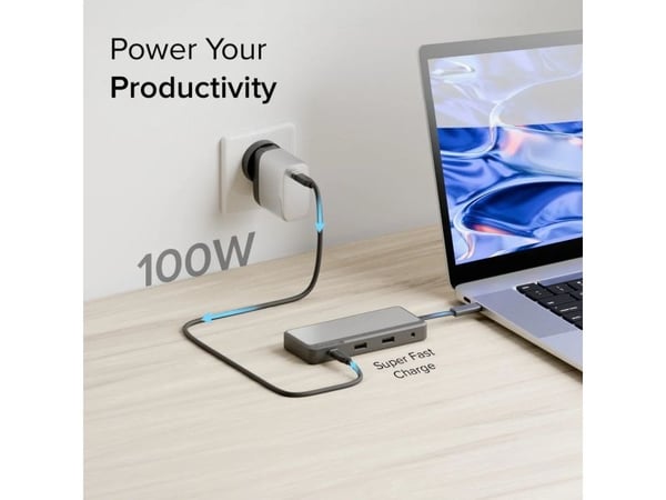 ALOGIC Fusion Pro NEXUS, langallinen, USB 3.2 Gen 1 (3.1 Gen 1) Type-C, 100 W, 3,5 mm, harmaa, 4K Ultra HD