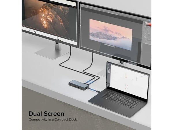 ALOGIC Fusion Pro NEXUS, langallinen, USB 3.2 Gen 1 (3.1 Gen 1) Type-C, 100 W, 3,5 mm, harmaa, 4K Ultra HD