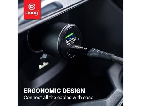 Crong Power billader 63W - USB-C PD 45W + USB QC 3.0 18W billader (svart)