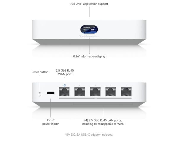 UBIQUITI UniFi Cloud Gateway Max NS 5x100/1000/2.5G 30+AP 300+User (UCG-MAX-NS) (No storage)