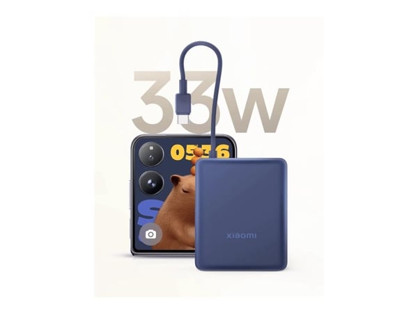 Xiaomi 33W Power Bank (integrert kabel) | 10000mAh | USB-C | Isblå