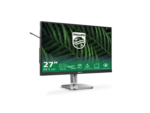 Philips 27B2G5200 - LED-skjerm - 27" - 1920 x 1080 Full HD (1080p) @ 100 Hz - IPS - 1500:1 - HDMI, VGA, DisplayPort - høyttalere - sølv, koksgrå