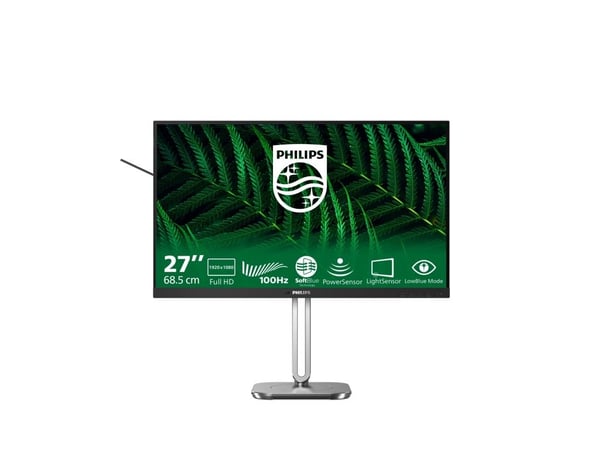 Philips 27B2G5200 - LED-skjerm - 27" - 1920 x 1080 Full HD (1080p) @ 100 Hz - IPS - 1500:1 - HDMI, VGA, DisplayPort - høyttalere - sølv, koksgrå