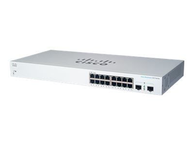 Cisco Business 220 Series CBS220-16T-2G - kytkin - älykäs - 16 x 10/100/1000 + 2 x Gigabit SFP (uplink) - telineasennettava - Uudelleenvalmistettu