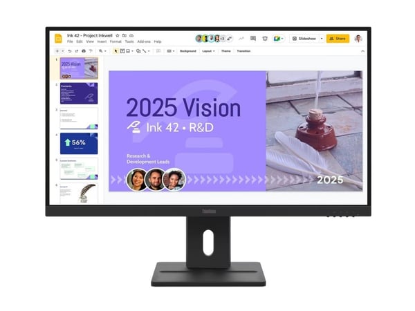 Lenovo ThinkVision E27Q-40 - LED-skjerm - 2560 x 1440 QHD @ 100 Hz - IPS - 350 cd/m² - 1500:1 - 4 ms - 2xHDMI, DisplayPort - høyttalere - ravnsort