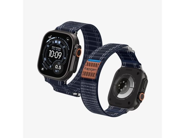 Spigen WBF0, Band, Smartklokke, Marineblå, Apple, Apple Watch (44/45mm), Apple Watch 10/11 (46mm), Apple Watch Ultra (49mm), Nylon