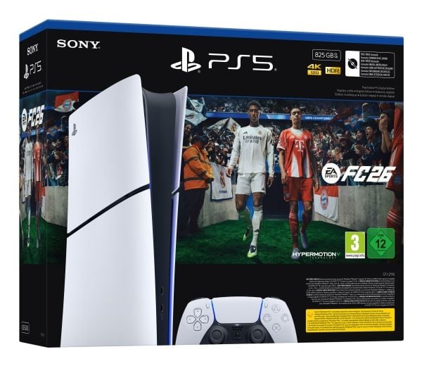 Sony PlayStation 5 Digital + EA Sports FC 26 Bundle, PlayStation 5, Svart, Hvit, 16000 MB, GDDR6, AMD, AMD Ryzen Zen 2