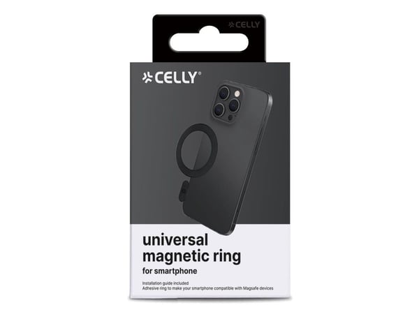 Celly MAGCADAPTERBK, Magnetisk ring, Svart, Plast, Universell, 10 g, Hengende boks