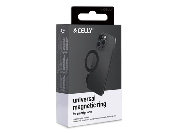 Celly MAGCADAPTERBK, Magnetisk ring, Svart, Plast, Universell, 10 g, Hengende boks
