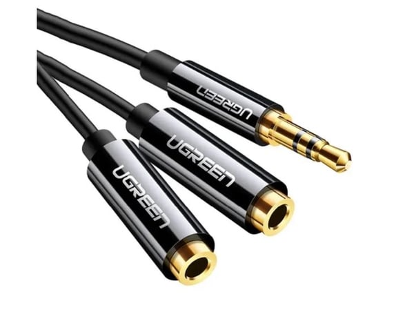 Ugreen 20816, 2.5mm, Hankjønn, 2 x 3.5mm, Hunkjønn, 0,0025 m, Svart