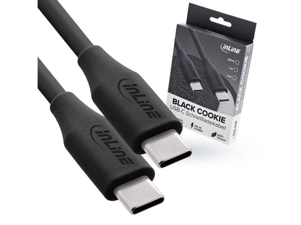InLine USB 2.0 Kabel - USB-C Schnellladekabel 100W - Black Cookie - 2m (35892)