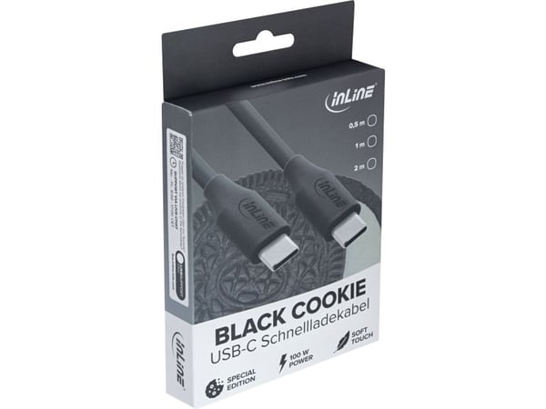 InLine USB 2.0 Kabel - USB-C Schnellladekabel 100W - Black Cookie - 0,5m (35895)