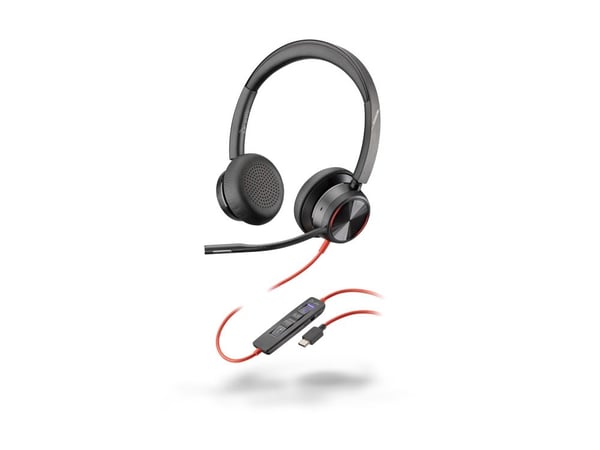 HP Poly Blackwire 8225-M - Blackwire 8200 series - hodesett - on-ear - kablet - aktiv støydemping - USB-C - svart - Certified for Microsoft Teams
