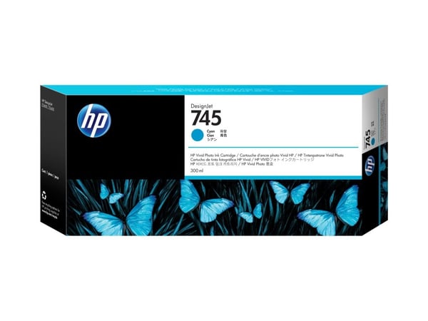 HP 745 - 300 ml - høykapasitets - cyan - original - DesignJet - blekkpatron - for DesignJet Z2600 PostScript, Z5600 PostScript