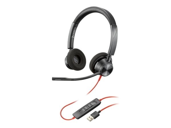 HP Poly Blackwire 3320 - Blackwire 3300 series - hodesett - on-ear - kablet - USB-A - svart