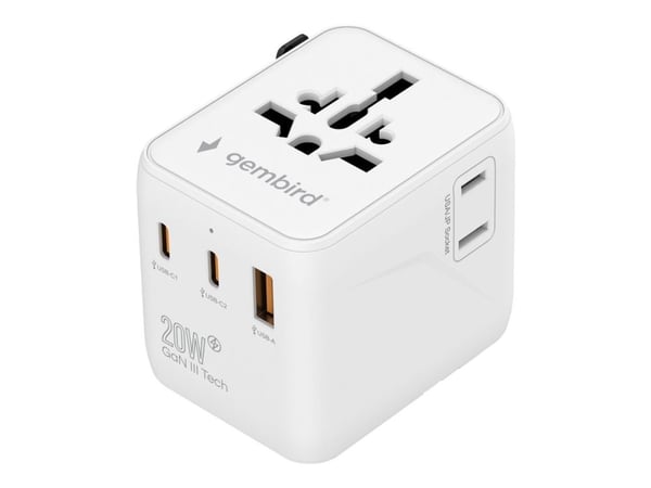 GEMBIRD Universal reiseadapter 20W hvit