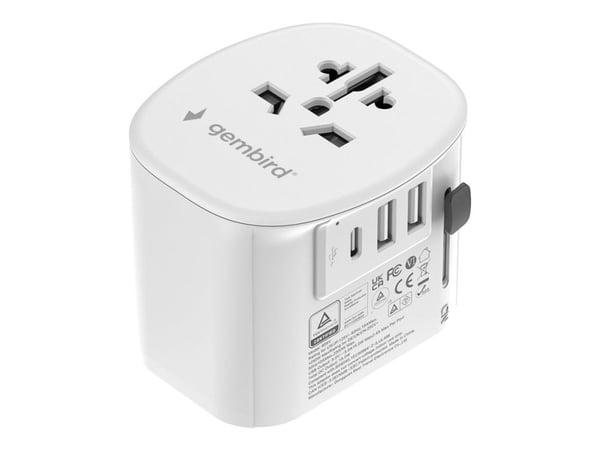 Gembird - Strømkontaktsadapter med USB-ladeadapter - type B, Type G, Type I, type F, Type E (P) til Type A, type B, Type I, Type G, type L, USB, US...
