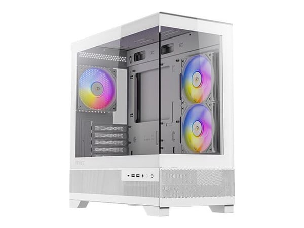 Antec CX500m ARGB - MT spel - micro ATX - genomskinlig sidopanel (härdat glas) - ingen strömförsörjning - vit - USB/Audio/Mic