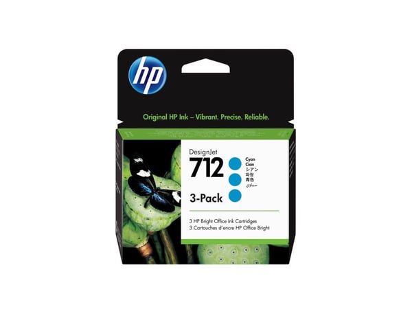 HP 712 - 3-pack - 29 ml - cyan - original - DesignJet - blekkpatron - for DesignJet Studio, T210, T230, T250, T630, T650
