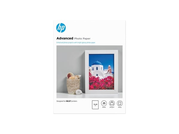HP Advanced Glossy Photo Paper - Blank - 130 x 180 mm 25 ark fotopapir - for ENVY 50XX, 76XX; ENVY Inspire 7920; Officejet 52XX, 80XX; Photosmart B...